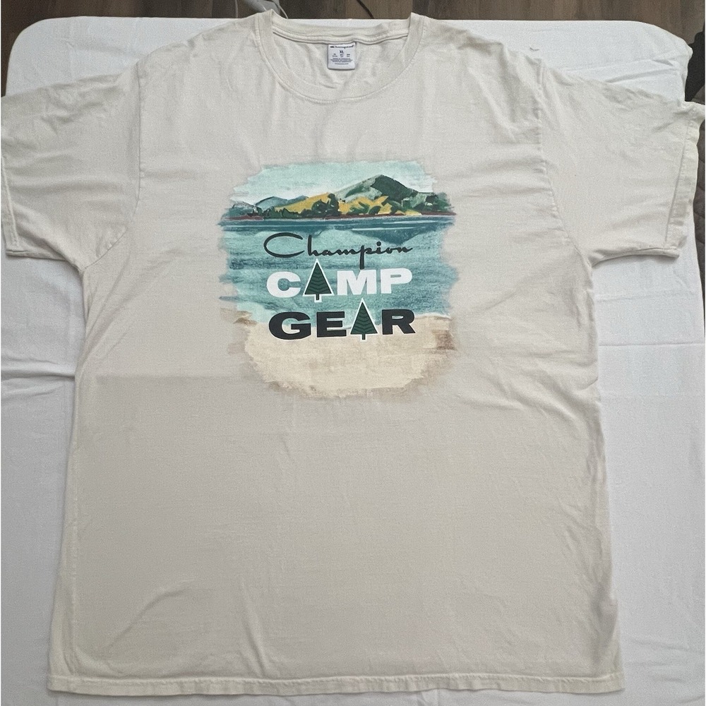 Champion Camp Gear Graphic T Shirt Men XL White Outdoor Camping Tee